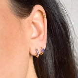 925 Silver Purple Zircon Hoop Earrings Wedding Jewelry