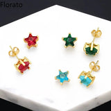 Vintage Stars Crystal Zircon Stud Earrings Wedding Jewelry