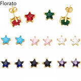 Vintage Stars Crystal Zircon Stud Earrings Wedding Jewelry