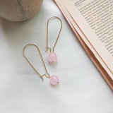 925 Silver Hoop Earrings With Rose Quartz Charms Birthday Gift