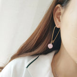 925 Silver Hoop Earrings With Rose Quartz Charms Birthday Gift