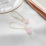 925 Silver Hoop Earrings With Rose Quartz Charms Birthday Gift