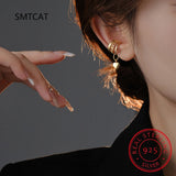 925 Silver Heart Charm Ear Cuff Clip Earrings for Women