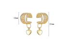 925 Silver Heart Charm Ear Cuff Clip Earrings for Women