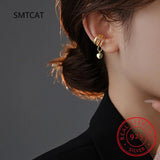 925 Silver Heart Charm Ear Cuff Clip Earrings for Women