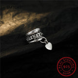 925 Silver Heart Charm Ear Cuff Clip Earrings for Women