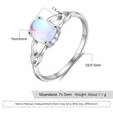925 Silver Oval Moonstone Rings Wedding Band Fine Jewelry