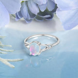 925 Silver Oval Moonstone Rings Wedding Band Fine Jewelry