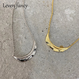 925 Sterling Silver Leaves Pendant Sideway Leaf Necklace