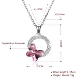 925 Silver Butterfly Pendant Necklaces Crystal CZ Lady Party Jewelry