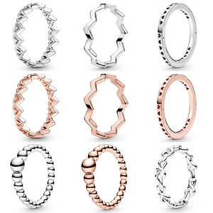 925 Sterling Silver Rose Crystal Heart Ring for Women