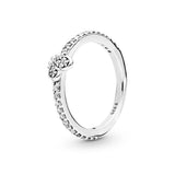 925 Silver Rose Sparkling Band Wishbone Finger Ring Crown Wedding Gift