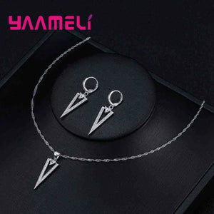 925 Silver Wedding Jewelry Set With CZ Traingle Pendant