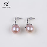 925 Sterling Silver Pearl Wedding Earrings