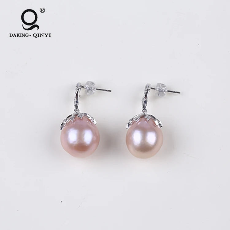 925 Sterling Silver Pearl Wedding Earrings