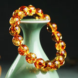 8mm Yellow Amber Bead Bracelet Charm for Men and Women