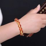 8mm Yellow Amber Bead Bracelet Charm for Men and Women
