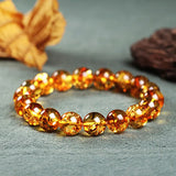 8mm Yellow Amber Bead Bracelet Charm for Men and Women