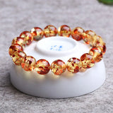 8mm Yellow Amber Bead Bracelet Charm for Men and Women