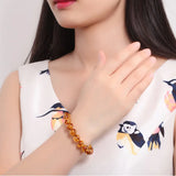 8mm Yellow Amber Bead Bracelet Charm for Men and Women