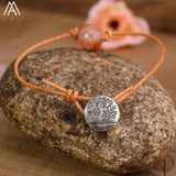 Women Amethysts Leather Bracelet Boho Stone Bead Friendship Bracelet