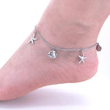 Women Stainless Steel Ankel Bracelet with Fish Starfish Charm