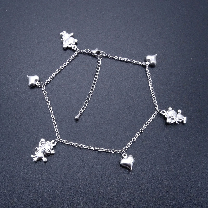 Heart Charm Stainless Steel Anklet Vintage Jewelry