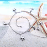 Moon Star Charm Stainless Steel Anklets Vintage Jewelry