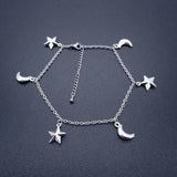 Moon Star Charm Stainless Steel Anklets Vintage Jewelry