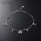 925 Silver Zircon Beads Anklet Star Butterfly Decoration Jewelry for Girls