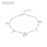 925 Silver Zircon Beads Anklet Star Butterfly Decoration Jewelry for Girls