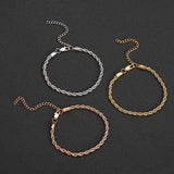 Stainless Steel 4MM Rope Chain Anklet with Extender Chain Foot Jewelry