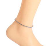 Stainless Steel 4MM Rope Chain Anklet with Extender Chain Foot Jewelry