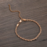 Stainless Steel 4MM Rope Chain Anklet with Extender Chain Foot Jewelry
