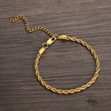 Stainless Steel 4MM Rope Chain Anklet with Extender Chain Foot Jewelry