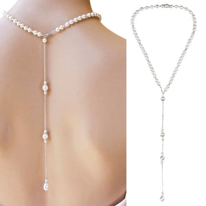 Simulated Pearl Backdrop Necklaces Back Chain Jewelry For Women