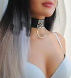 Women Bdsm Leather Collar Harness Sexy Bondage Choker