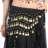 Women Belly Dance Hip Scarf 3 Row Belt Skirt With Golden Coins