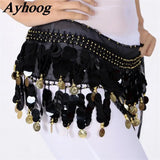 Belly Dance Hip Scarf with Coins Waist Chain Fringe Tassel Belt