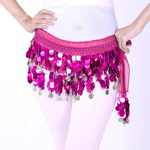 Belly Dance Hip Scarf with Coins Waist Chain Fringe Tassel Belt