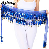 Belly Dance Hip Scarf with Coins Waist Chain Fringe Tassel Belt