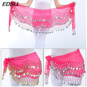Women Belly Dance Waist Scarf Coin Decoration Stage Performance