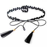 Women Belt Cut out Flower Dress Sweet Thin Waist Chain Tassel Small Accessories