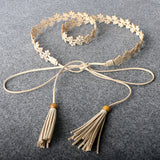 Women Belt Cut out Flower Dress Sweet Thin Waist Chain Tassel Small Accessories