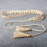 Women Belt Cut out Flower Dress Sweet Thin Waist Chain Tassel Small Accessories