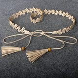 Women Belt Cut out Flower Dress Sweet Thin Waist Chain Tassel Small Accessories