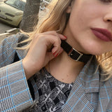 Women Punk Choker Collar Necklace Gothic Belt Choker Necklace