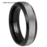 Women Tungsten Wedding Band Beveled Brushed Finish 6MM