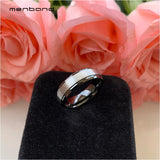 Women Tungsten Wedding Band Beveled Brushed Finish 6MM