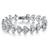 Bling Heart Full Chain Link Micro CZ Zircon Stone Bracelet Wedding Jewelry